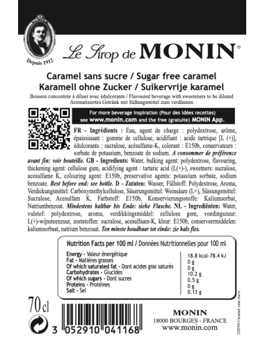 Monin Caramel siroop SUIKERVRIJ