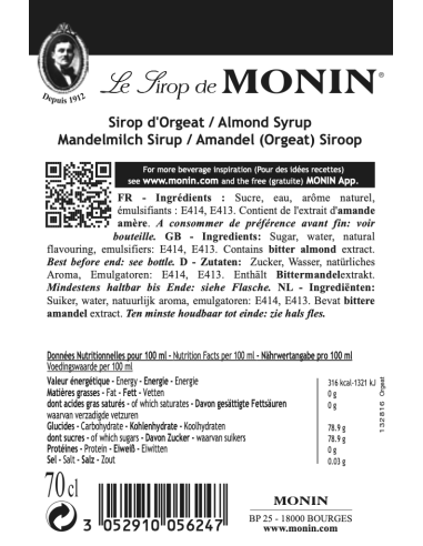 Monin Amandel (Orgeat) siroop